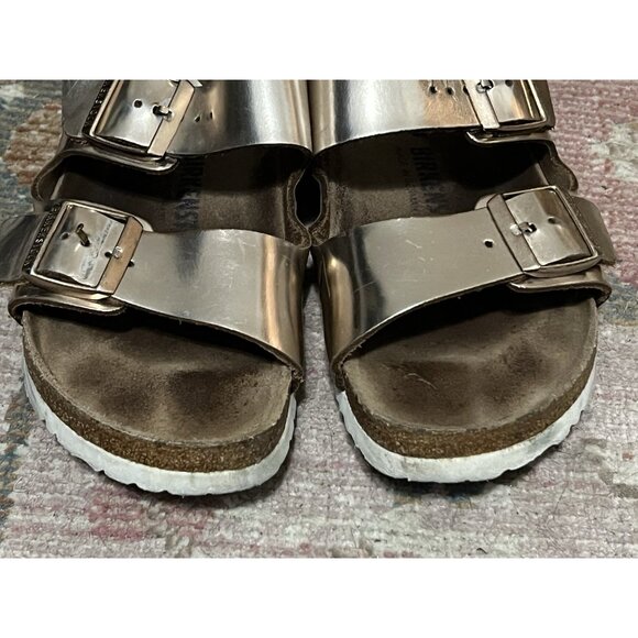 Metallic Gold Womens Birkenstock Arizona Sandals Size 41 EU 10 US Narrow - Picture 2 of 16